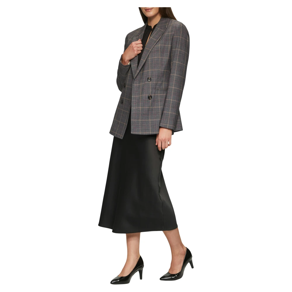 s.Oliver Slim Fit Geruite Blazer Jas Blue Dames
