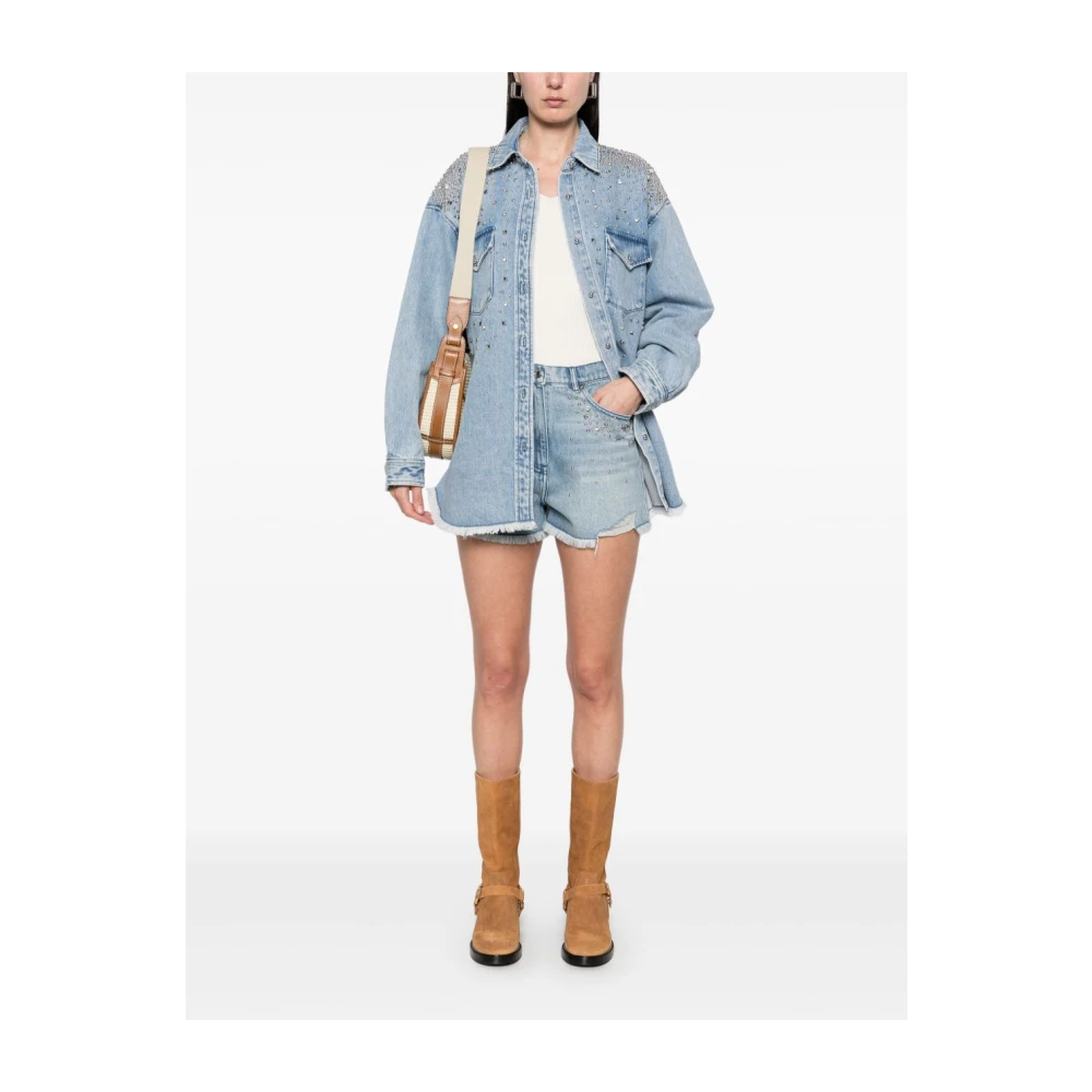 IRO Blauwe knoopshirt met studversiering Blue Dames