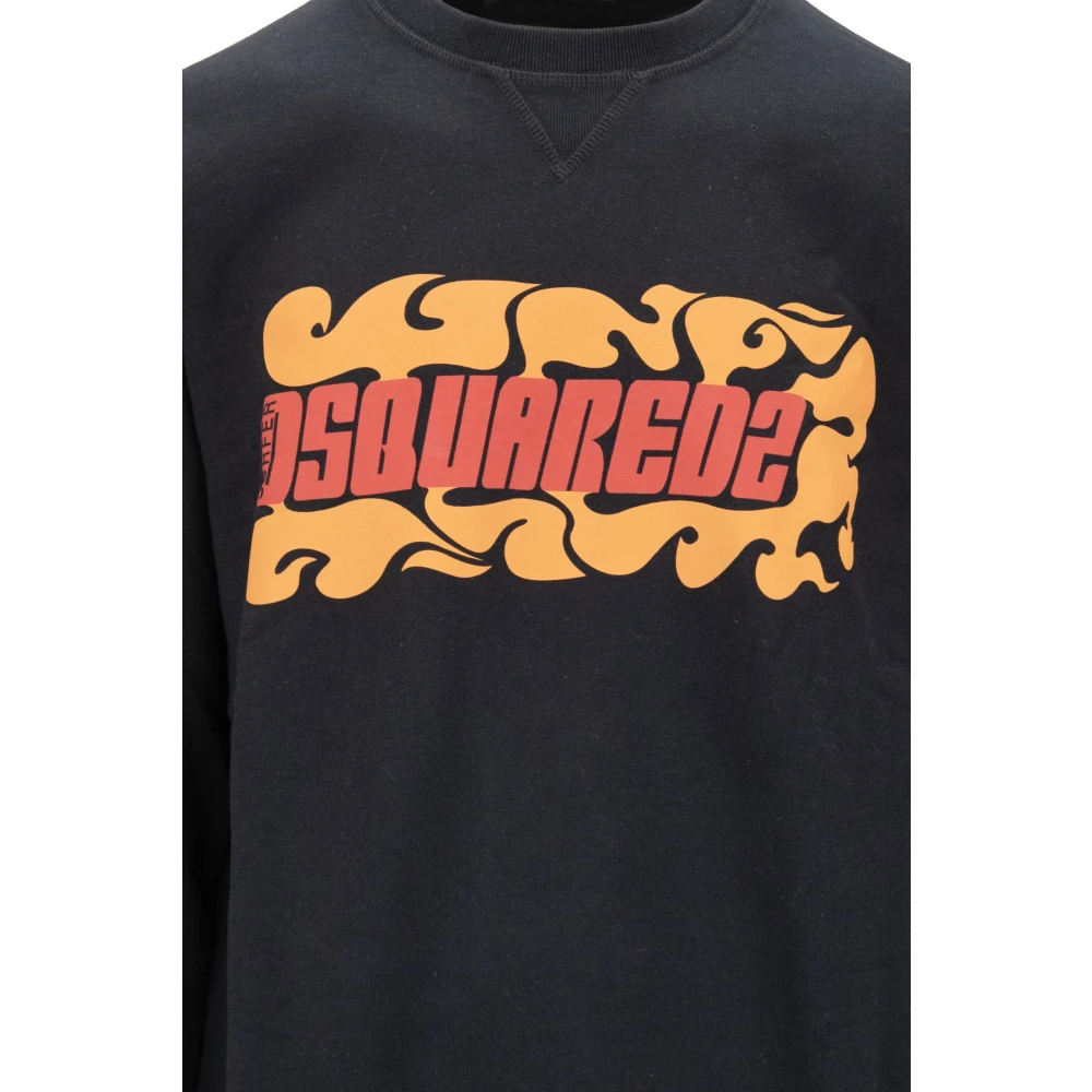 Dsquared2 Grafische Print Katoenen Sweatshirt Black Heren