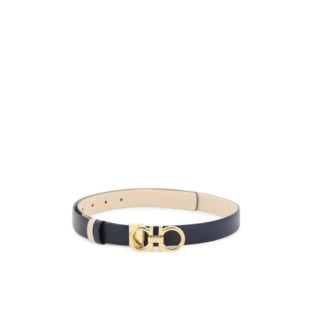 Salvatore Ferragamo Reversibele leren riem met Gancini-gesp Black Heren