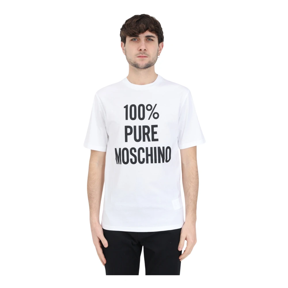 Moschino Biologisch katoenen T-shirt met contrastprint White Heren