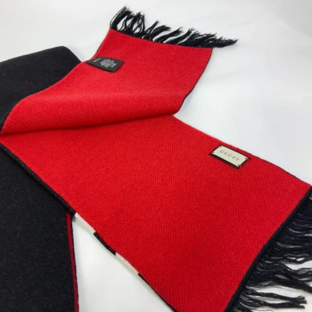 Gucci Vintage Pre-owned Wool scarves Black Heren