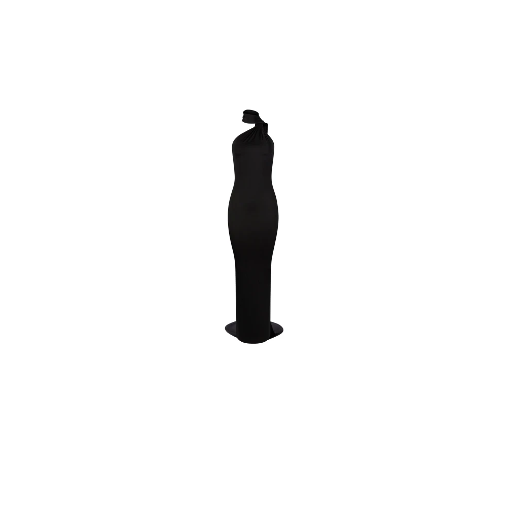 Nina Ricci Zwarte Gedrapeerde Halterjurk Black Dames