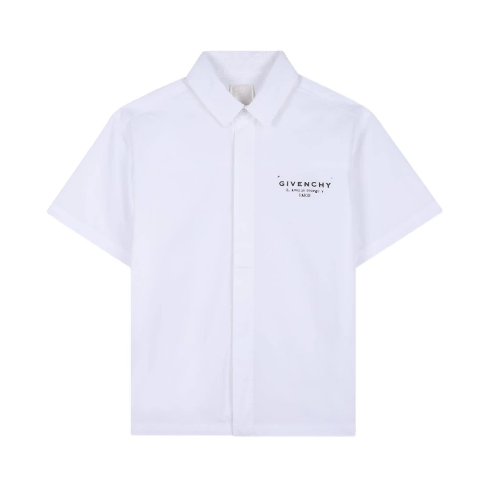 Givenchy Men's White Short-Sleeve Embroidered Shirt