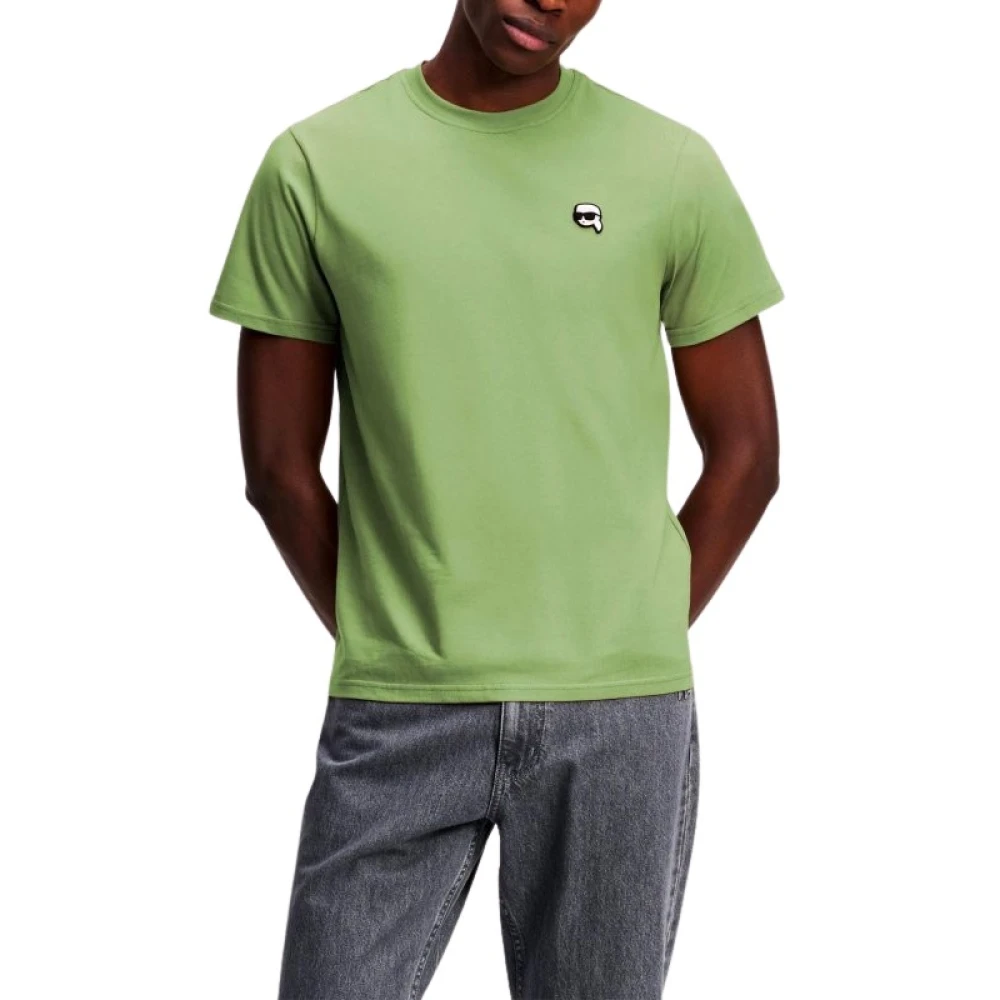 Karl Lagerfeld Men's Green Crewneck T-Shirt