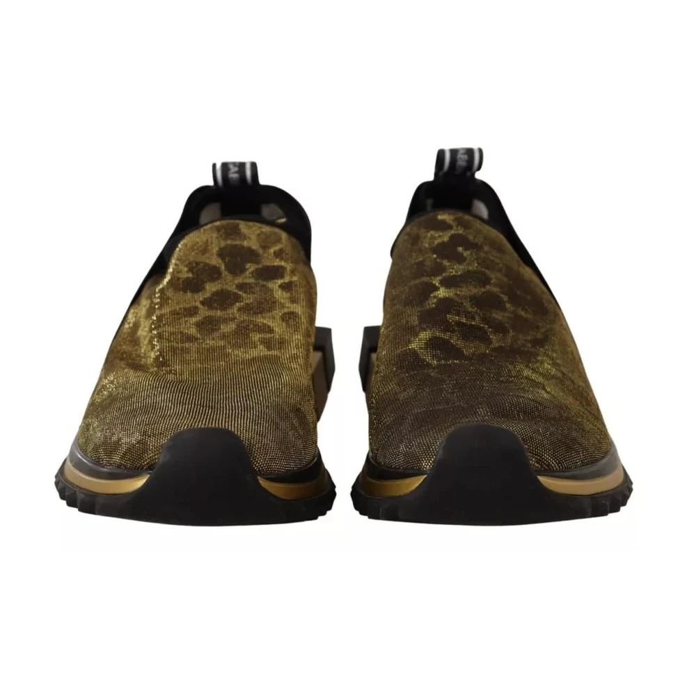 Dolce & Gabbana Glitter Leopard Slip-On Sneakers Brown Dames