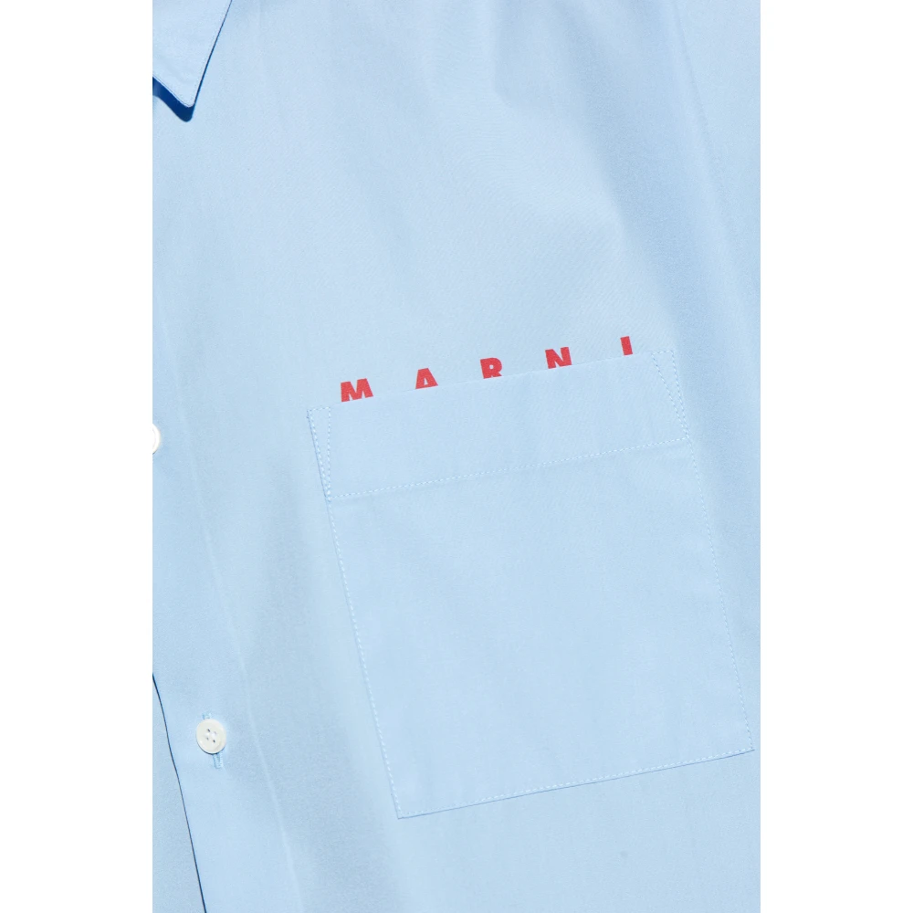 Marni Oversized shirt met zak Blue Heren