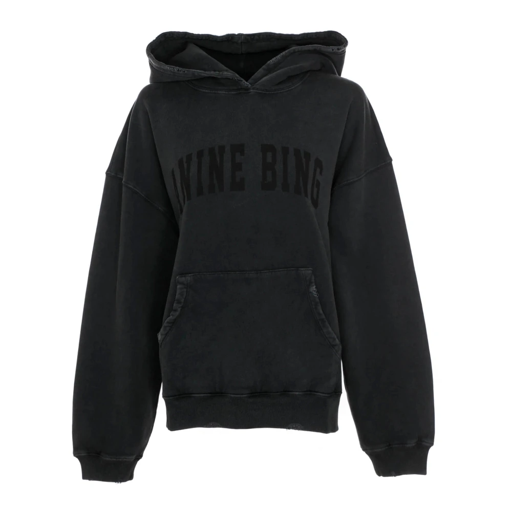 Anine Bing Vintage Style hoodie met logo print Black Dames