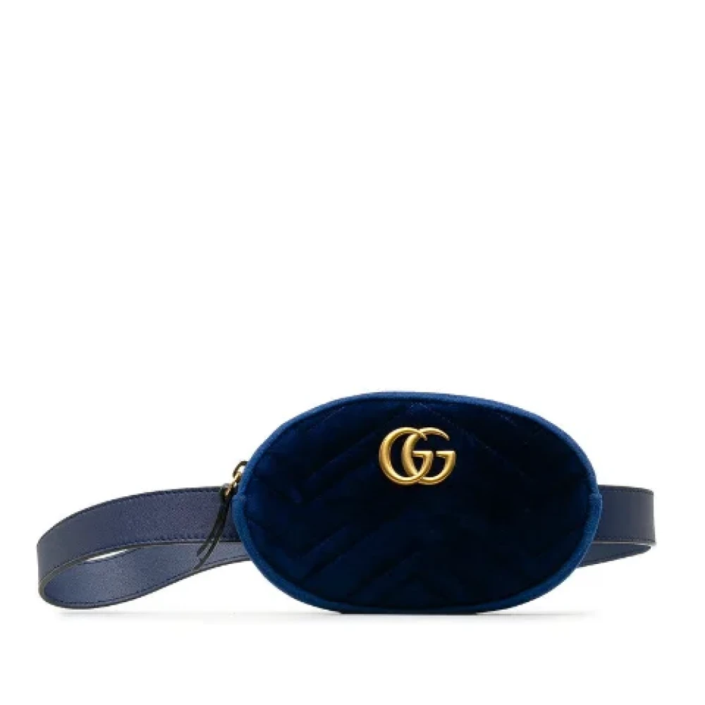 Gucci Vintage Pre-owned Velvet crossbody-bags Blue Dames