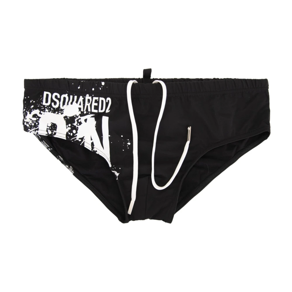 Dsquared2 Men's Black Beachwear, L, Laccio Swim Briefs