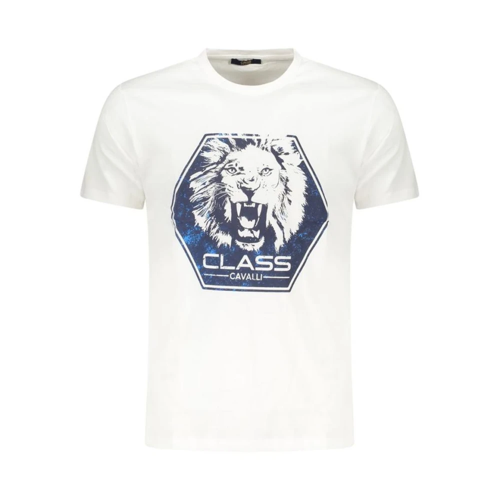 Cavalli Class Men's White T-Shirts, Xl, Bold Lion Graphic T-Shirt