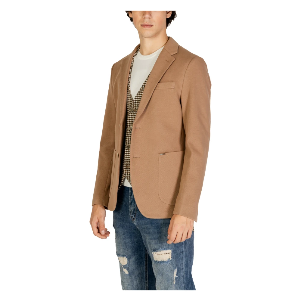 Gianni Lupo Beige Revers Kraag Blazer Herfst Winter Beige Heren