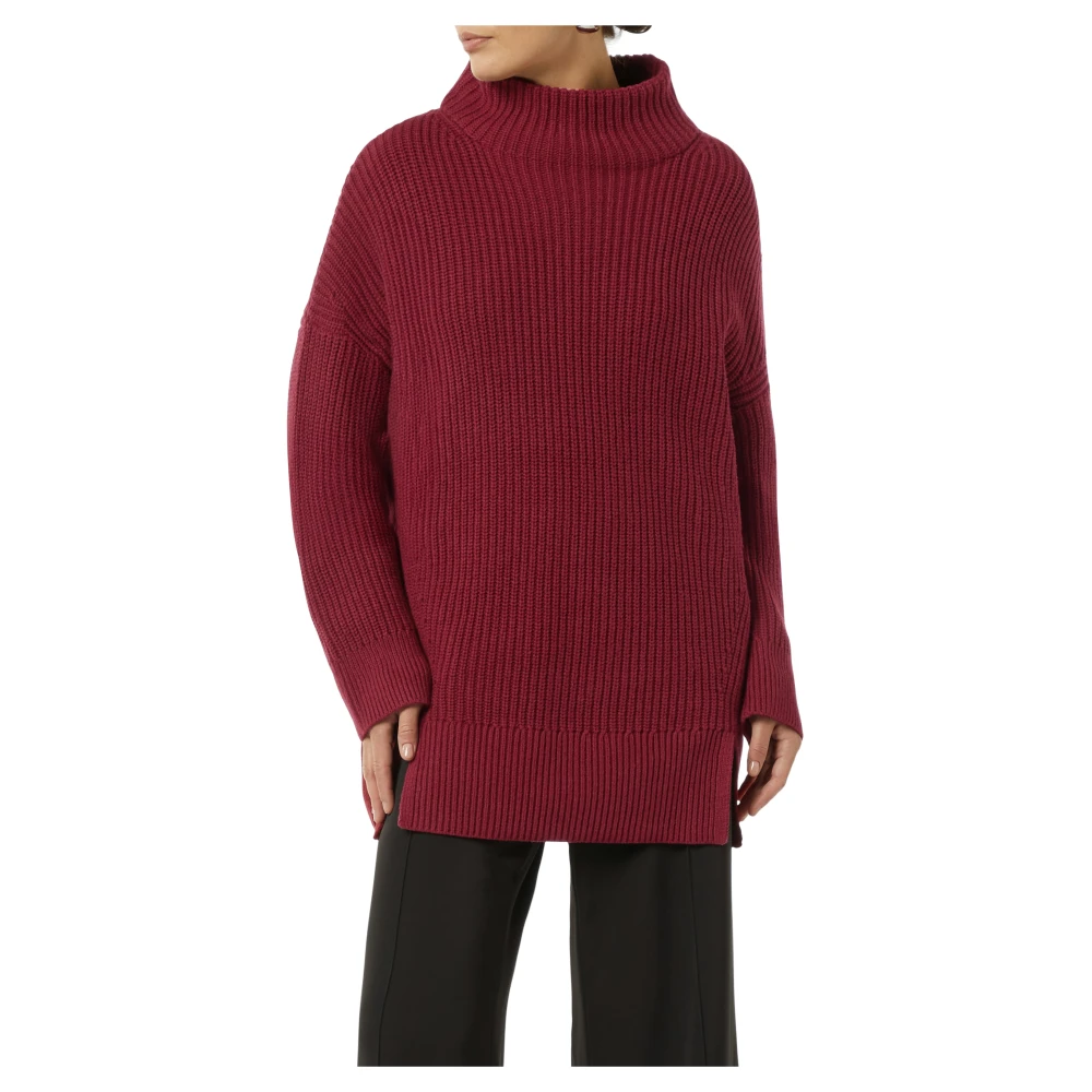 comma Hoge Hals Gebreide Trui Red Dames