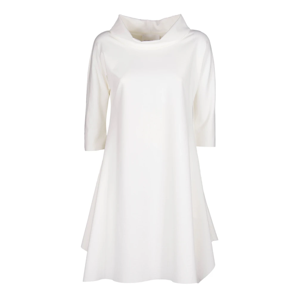 Vicario Cinque Elegant Flared Dress with Donut Collar White Dames