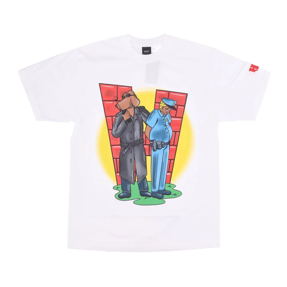 HUF Witte Korte Mouw Crew Neck T-shirt White Heren