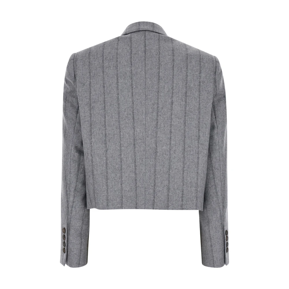 BRUNELLO CUCINELLI Grijze Wolmix Single-Breasted Jas Gray Dames