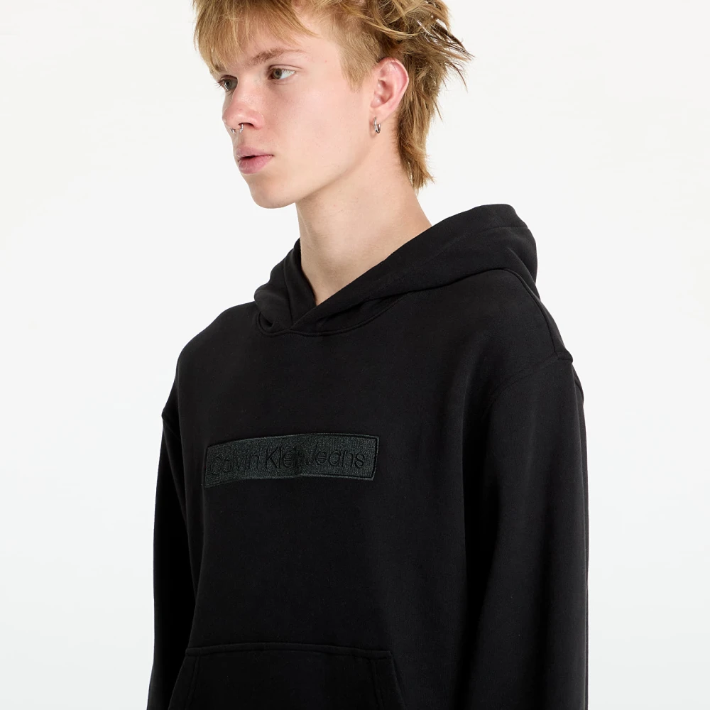 Calvin Klein Jeans Hoodie met borduursel voor mannen Black Heren