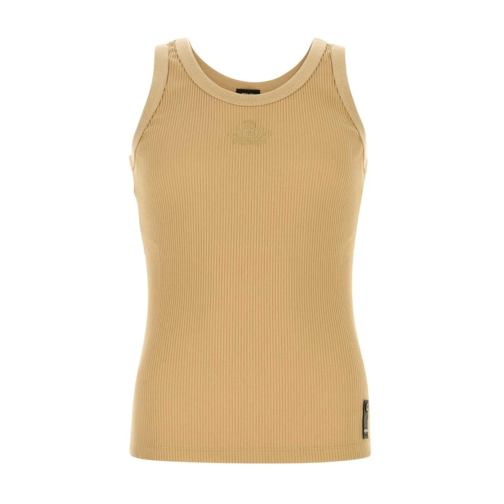 Fendi Herren Braun Geripptes Tanktop Mit Wappen-Detail
