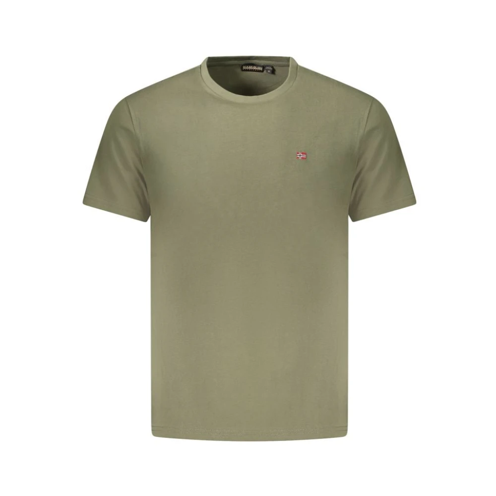 Napapijri , T-Shirts, Male, Green, 2XL, Green Cotton Men T-Shirt