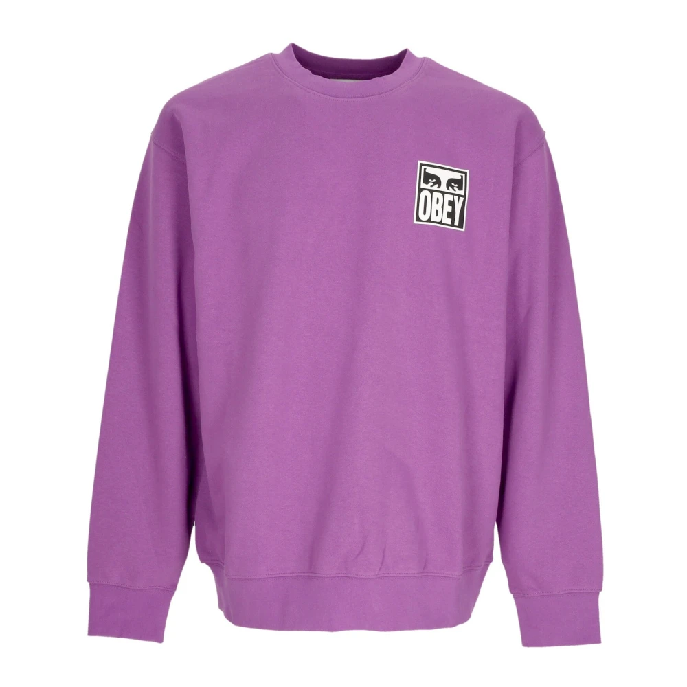 Obey Men's Purple Iconic Crewneck Sweatshirt Lightweight French Terry