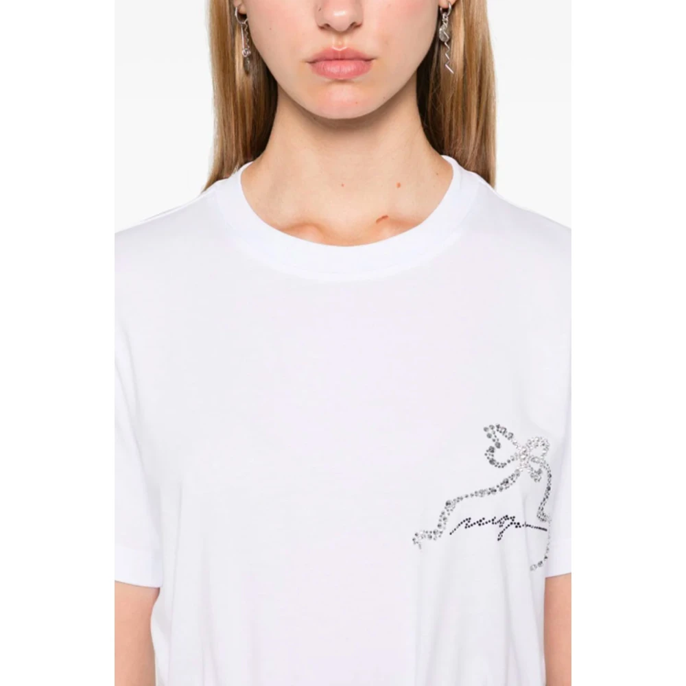 Msgm Wit Crew Neck T-shirt met Decoratie White Dames