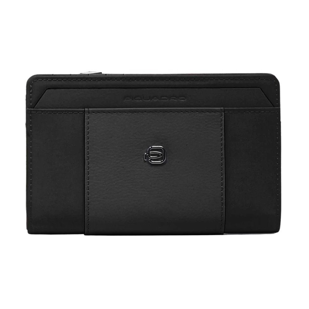 Piquadro Kvinno Svart Accessoarer Dam, One Size, Läder, Circle Plånbok Med Extern Myntficka