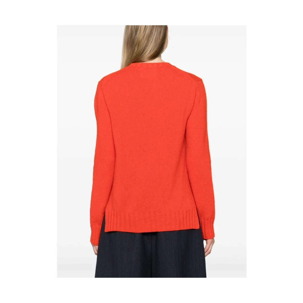 Jil Sander Klaproos Rood Wollen Mix Gebreide Trui Red Dames