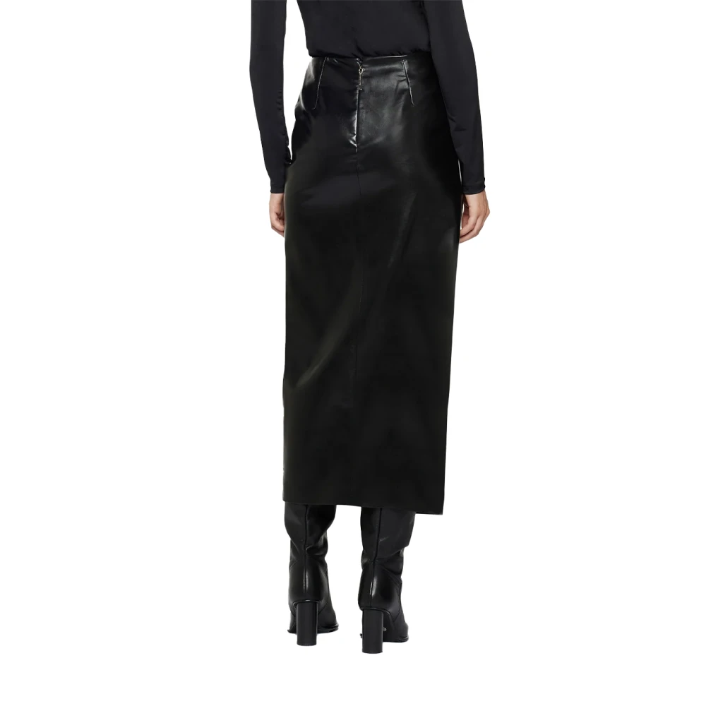 Simona Corsellini Imitatie leren lange rok gerimpeld Black Dames