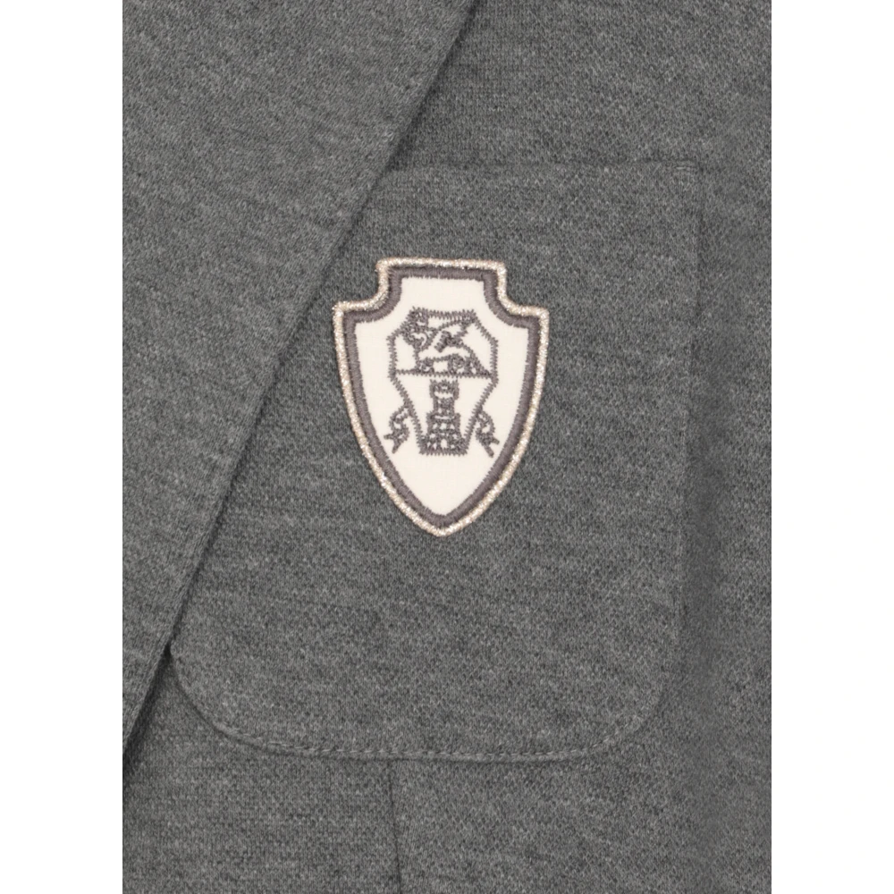 BRUNELLO CUCINELLI Grijze Katoenen Blazer Peak Kraag Jas Gray Dames