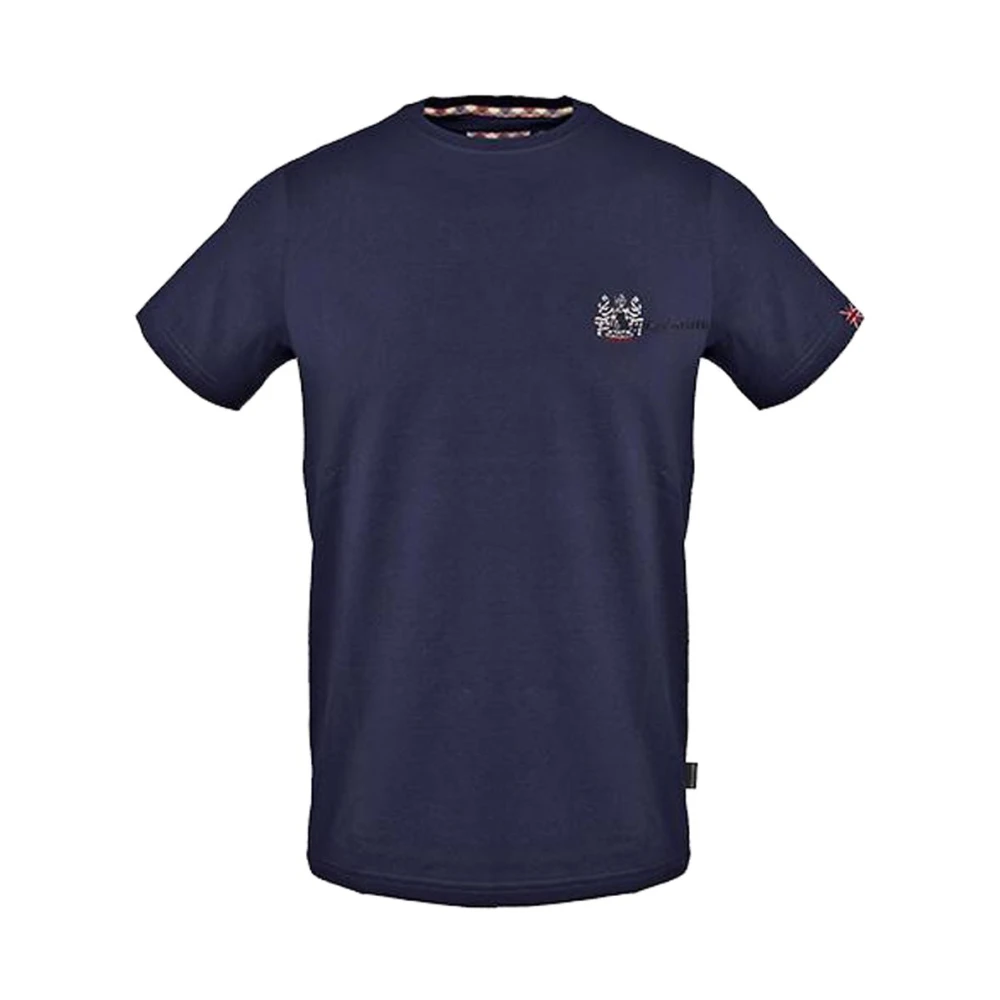 Aquascutum Blauw Katoen Logo T-Shirt Blue Heren