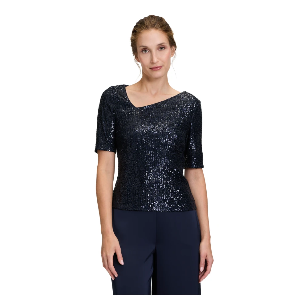 Vera Mont Paillet Glamour Top Blue Dames