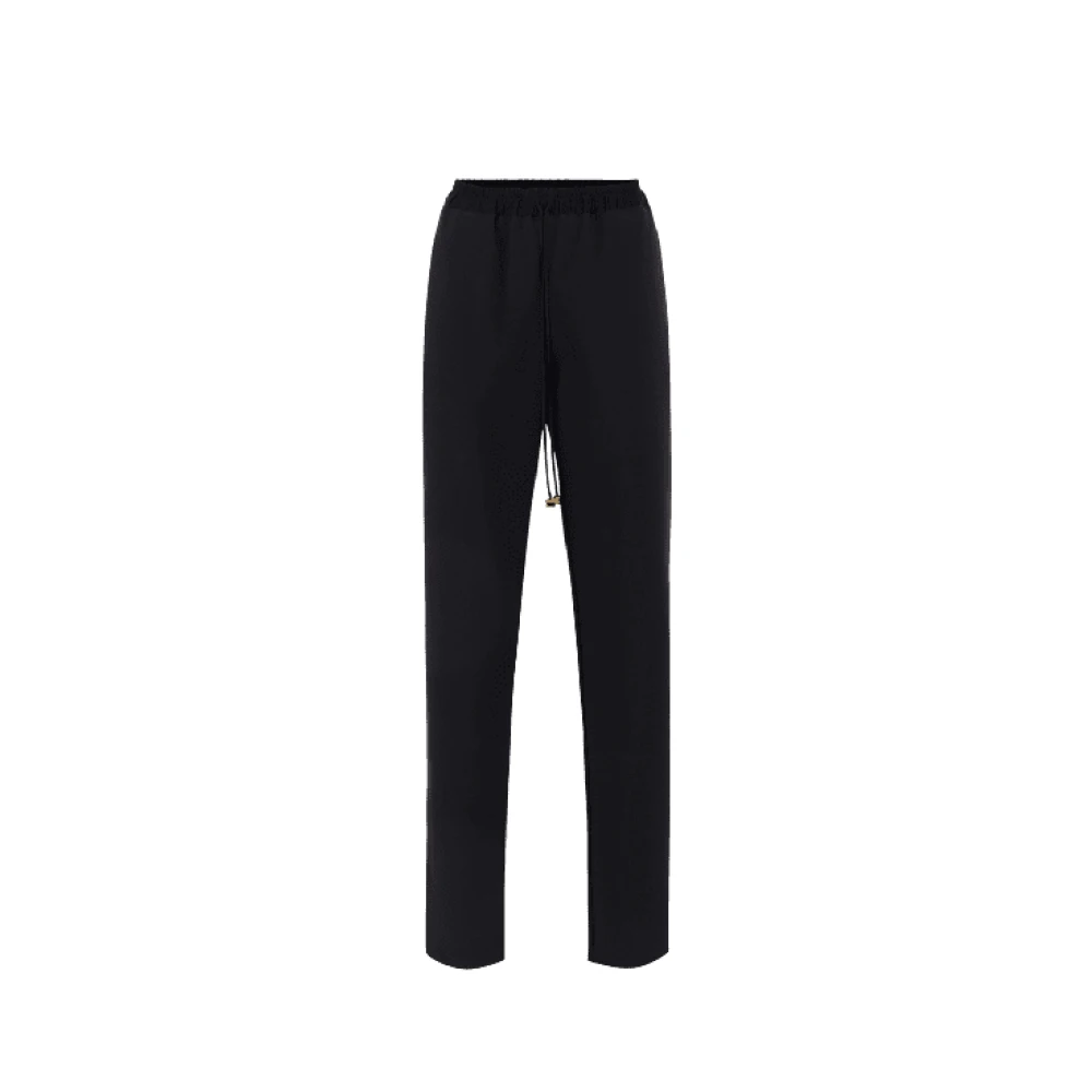 Elisabetta Franchi Zwarte satijnen smokingbroek met banden Black Dames