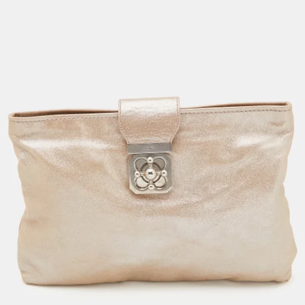 Chloé Pre-owned Leather clutches Gray Dames