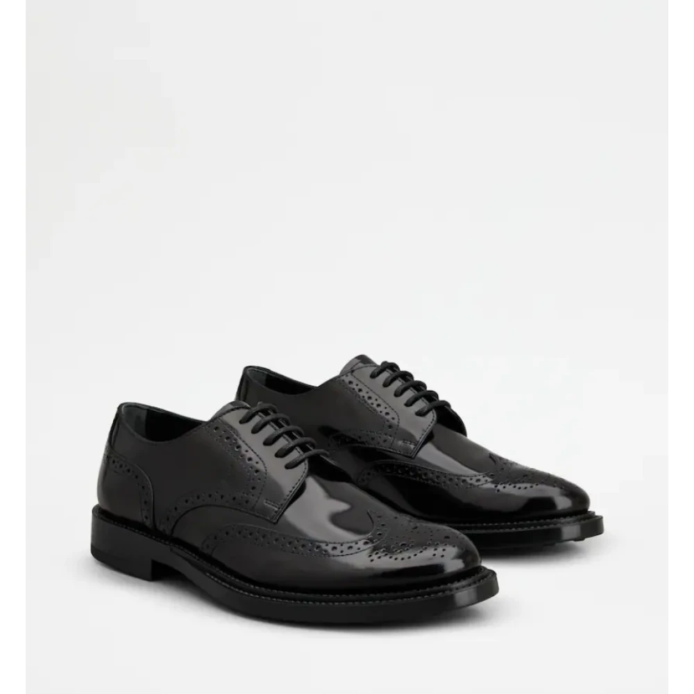 TOD'S Zwarte Veterschoenen van Leer Black Heren