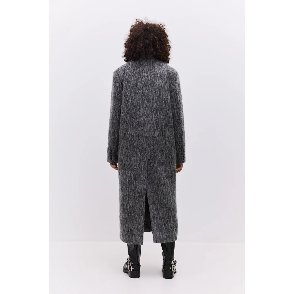 Cesare Gaspari Trendy Oversized Grijze Wollen Jas Eira Gray Dames