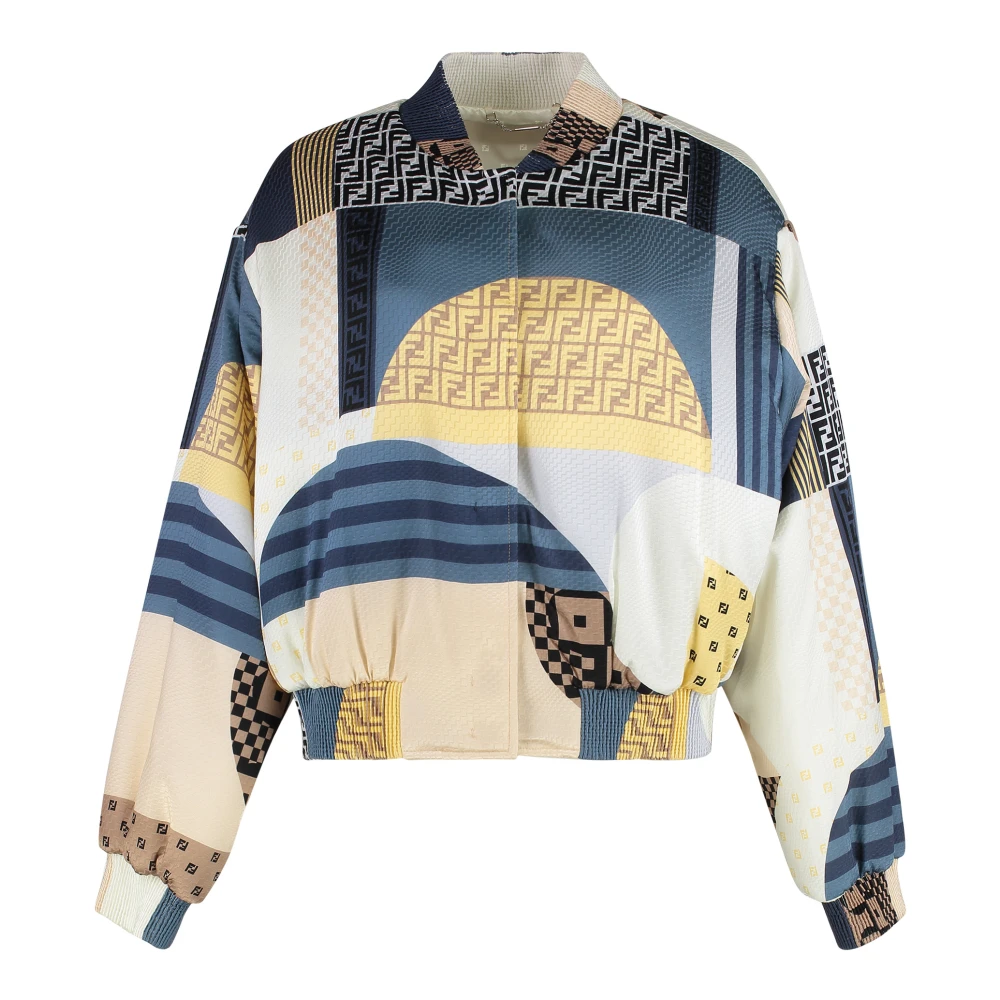 Fendi Multicolor Reversible Satin Bomber Jacket Patchwork Style - Female - Bomber Jackets - Xs - Jackets