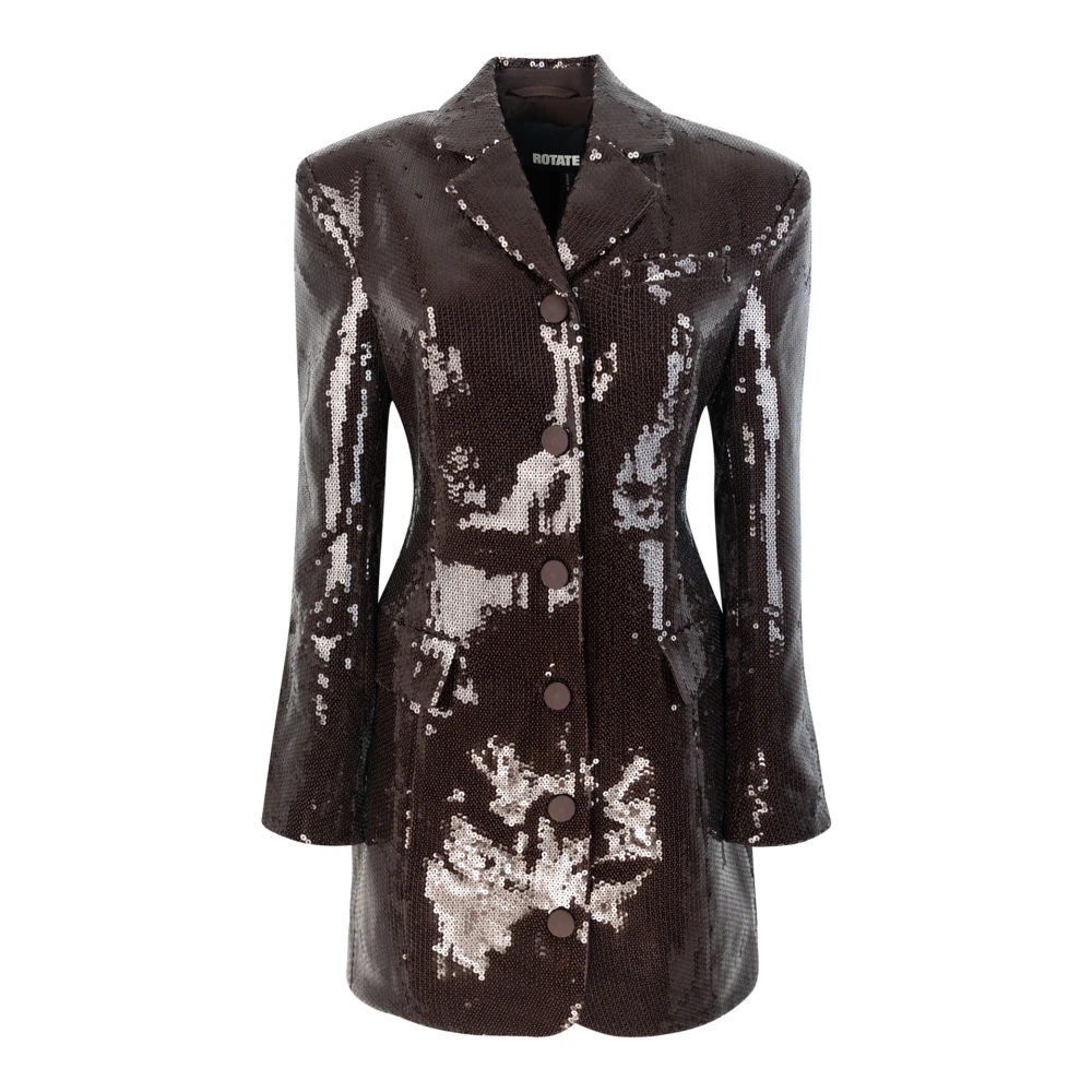 Rotate Birger Christensen Paillet Blazer Jurk Bruin Brown Dames