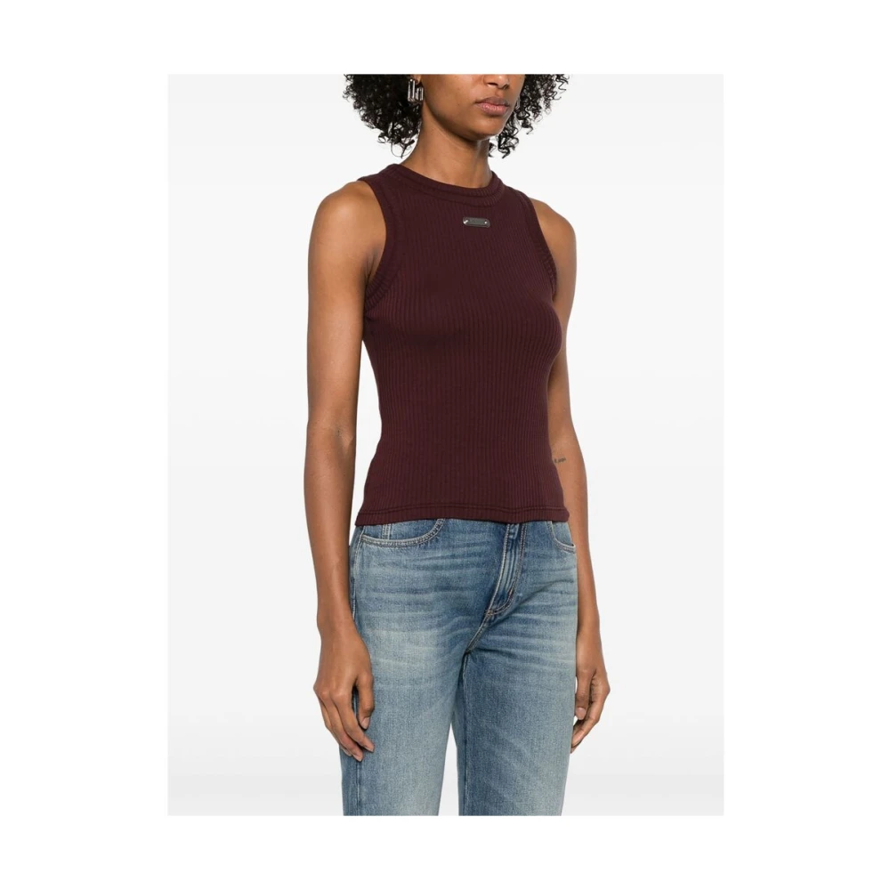 alexander mcqueen Burgundy Crew Neck Sleeveless Top Red Dames