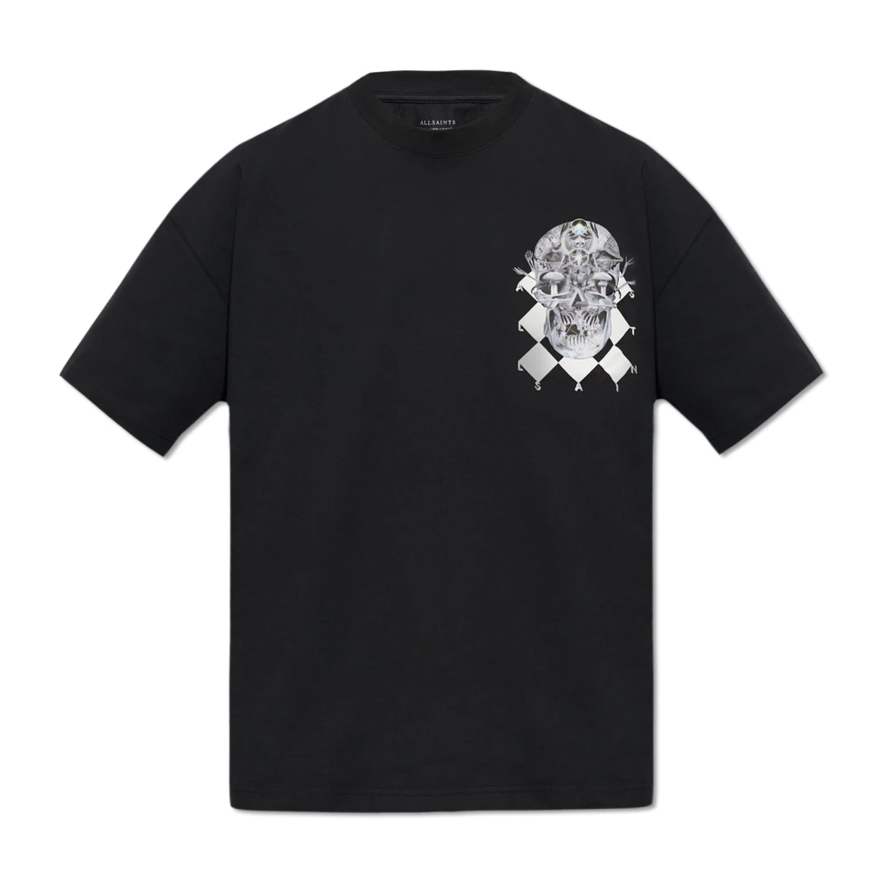 AllSaints Grid bedrukt T-shirt Black Heren