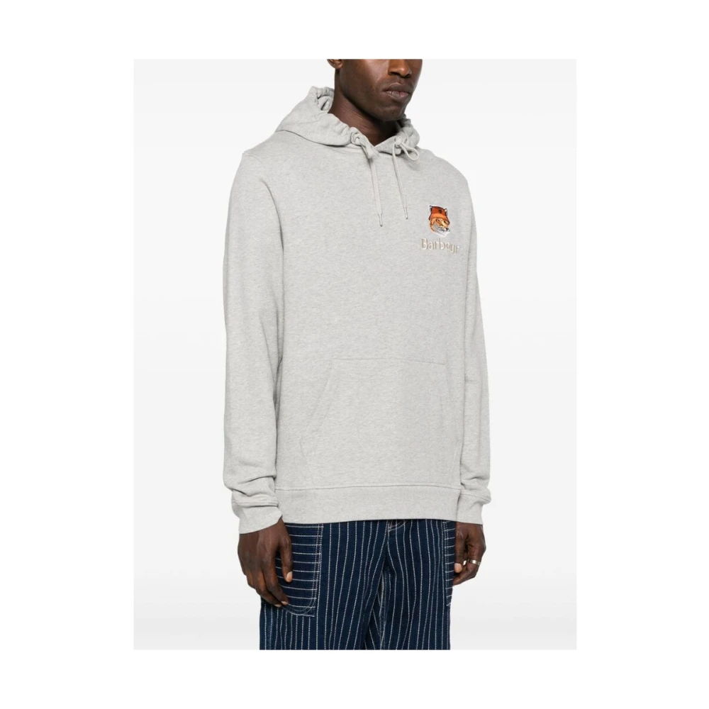 Barbour Logo-geborduurde katoenen hoodie Gray Heren