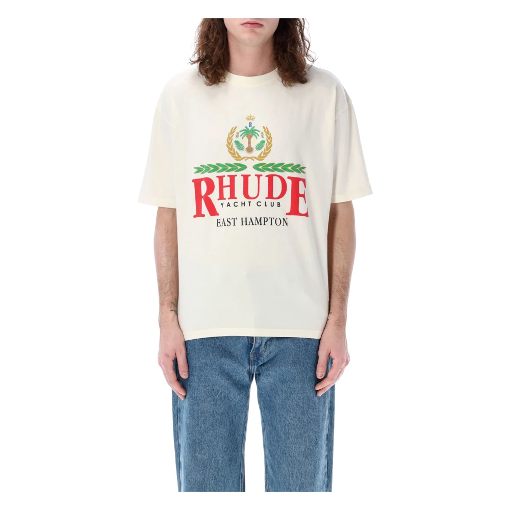 Rhude Wit East Hampton Crest T-Shirt Katoen White Heren