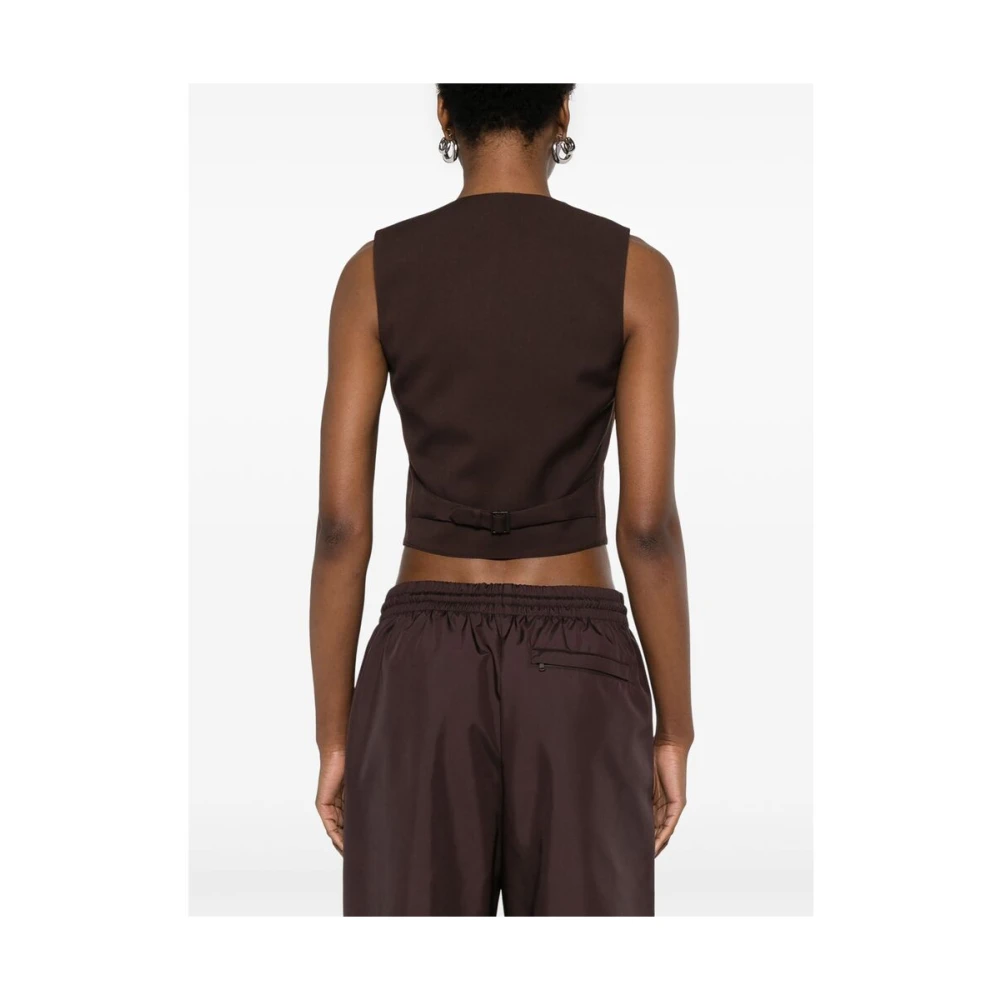 Wardrobe.nyc Bruine Wol V-Hals Mouwloze Jas Brown Dames
