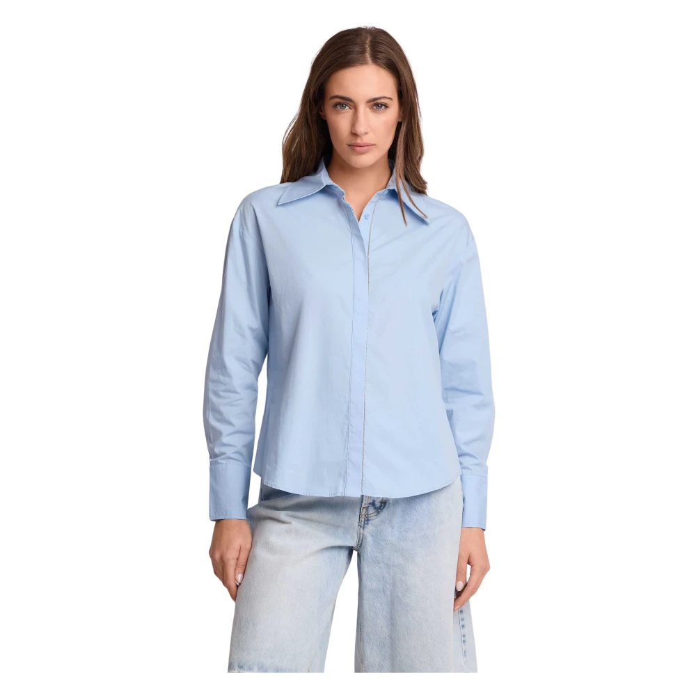 Kocca Blue Shirts, Female, Xs, Professional Long Sleeved Collared Top