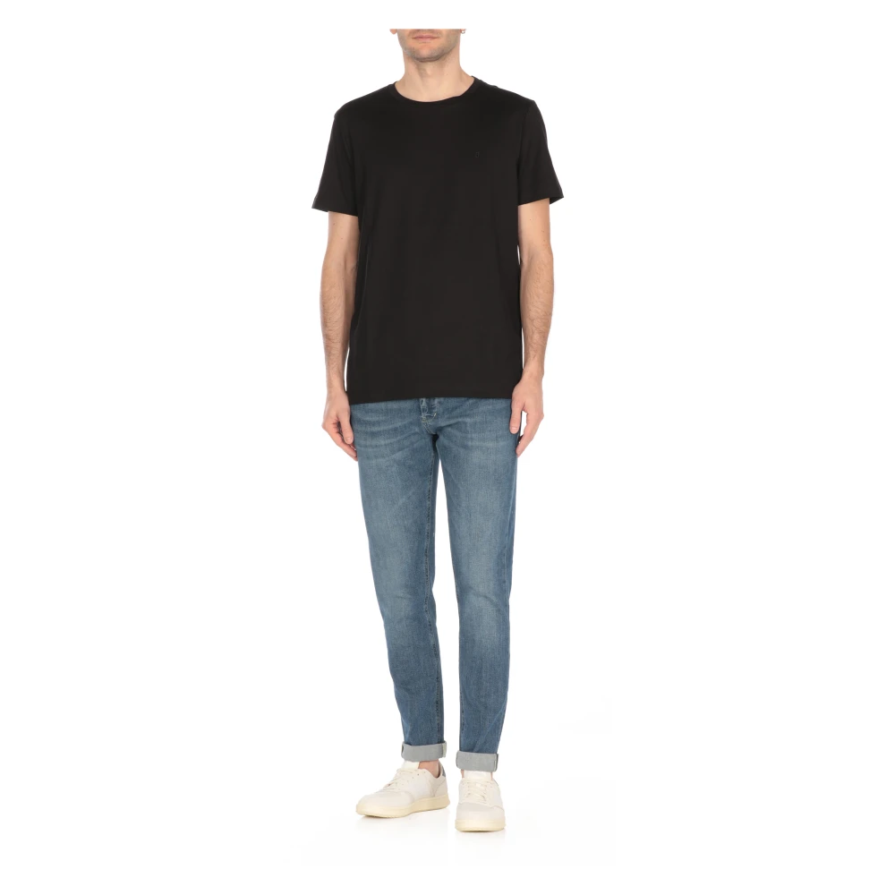 Dondup Zwarte Katoenen T-shirt met reliëflogo Black Heren