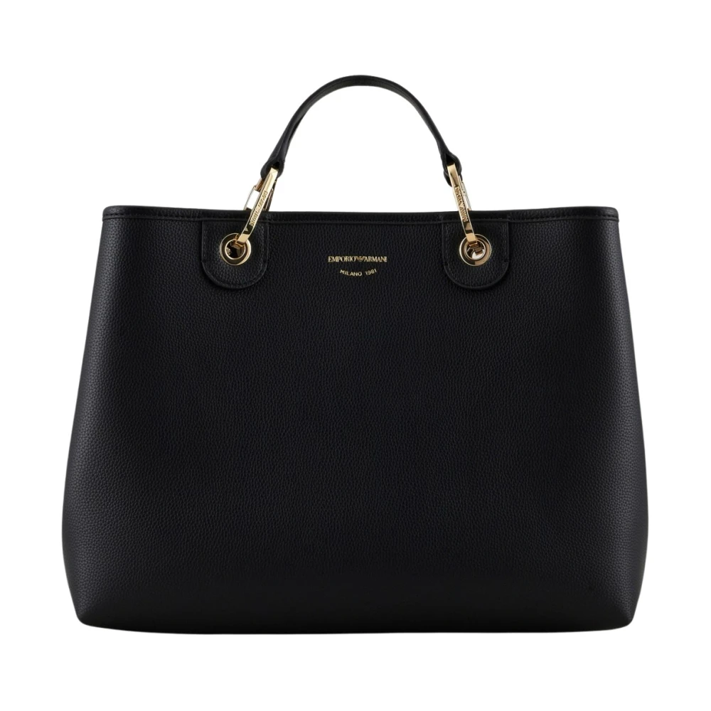 Emporio Armani Medium Shopper Väska med Hjorttryck Black, Dam