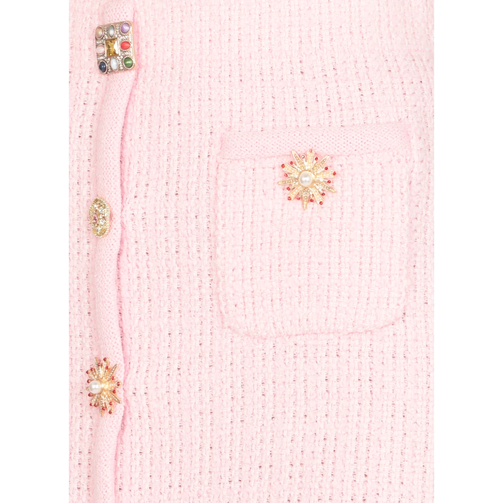 Self Portrait Minirok met Knoopdetails Pink Dames