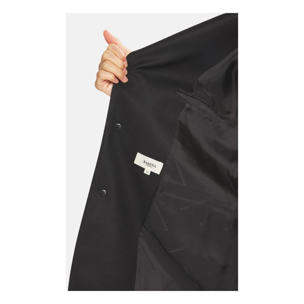 Barena Venezia Wollen Enkellange Jas met Klepzakken Black Dames