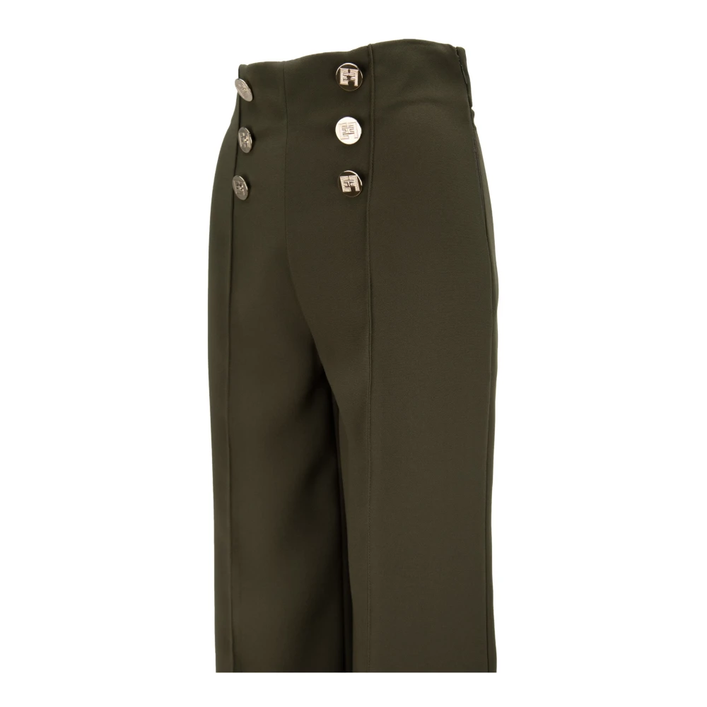 Elisabetta Franchi Wijde Pijp Rits Haak Broek Green Dames