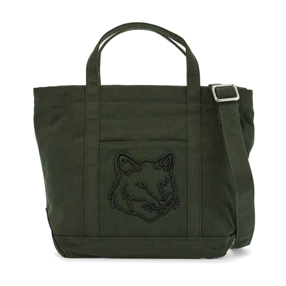 Maison Kitsuné Vos Logo Katoenen Tote Tas Green Dames