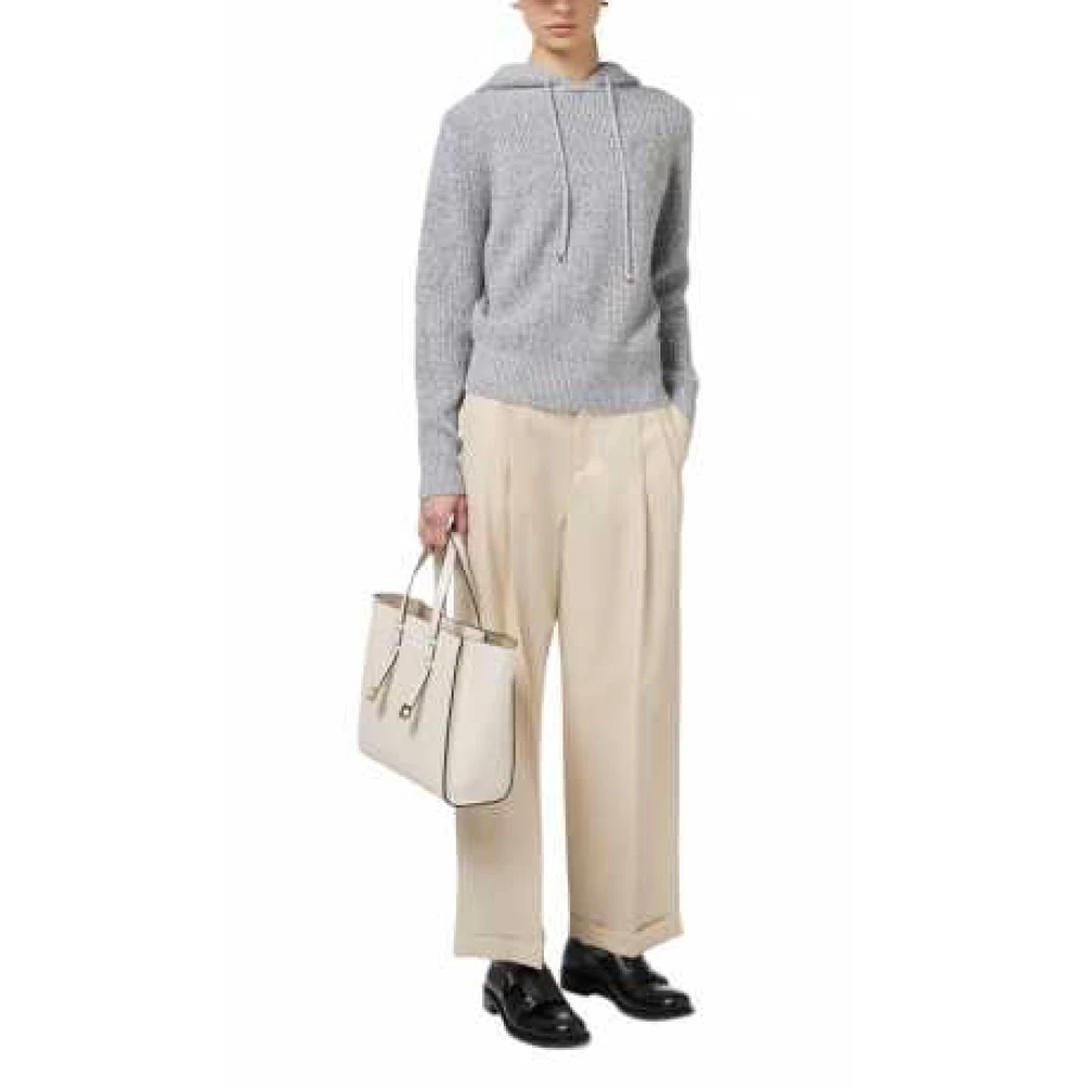 Elisabetta Franchi Parel Grijs Hoodie met Logo Patch Gray Dames